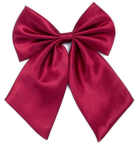 Kajeer Ladies Girl Bowknot Bow Tie - Adjustable Pre-tied Solid Color Handmade Bowties for Women Costume Accessory (Dark Red)