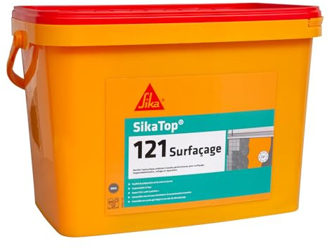 SIKA - Mortier imperméabilisation bicomposant (résine/ciment) réparation et collage - SikaTop 121 Surfaçage Gris - Aspect fini prêt à peindre - Application facile - 10.7kg