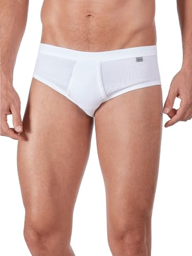 HUBER Men's Brief with Front Fly Cotton Fine Rib 112213 White XL
