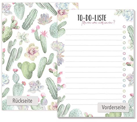 Häfft paper&you® A6 blocco note Cacti con 50 fogli a strappo - blocco note, agenda giornaliera, organizer - sostenibile e rispettoso del clima