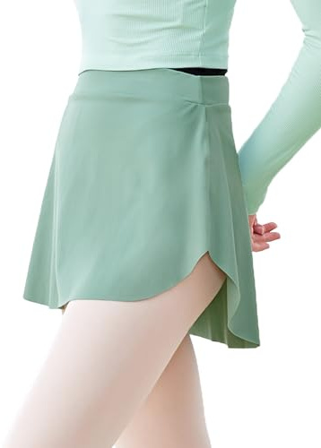 Daydance Green Girls Ballet Skirt Pull On Bullet Point Skirt for Dance
