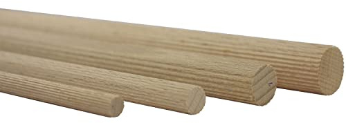 vasalat Holzstäbe gerillt zum Basteln 100cm x 20mm Buche Natur Inhalt 6 Stück
