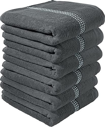 Erwin Müller Walk-Frottier Handtuch 6er-Pack Mannheim Uni anthrazit Größe 50x100 cm - schnell trocknend und extra saugstark, praktisch durch beidseitige Schlaufen, 100% Baumwolle