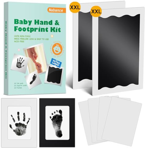 Nabance Baby Fussabdruck Set 2pcs Großformat Fußabdruck Baby Fussabdruck Baby Handabdruck Baby Pfotenabdruck Set Hund mit Fotorahmen ohne Kontakt zur Farbe für Baby und Hund Familie Geschenk