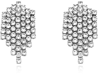 Luxval Silver Dangle Earrings - Rhinestone Drop Earrings with Cubic Zirconia Stones - Lightweight & Comfortable - Perfect for Prom, Wedding, or Casual Wear