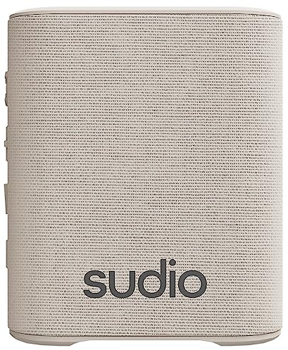 Sudio S2 Beige, Altoparlante Bluetooth con suono forte e bassi profondi Lungo Tempo di riproduzione IPx5 Impermeabile Bluetooth 5.3 TWS Pairing Altoparlante portatile compatto wireless per casa