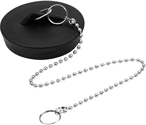 Badestöpsel und Kette, 1 3/4 Zoll (44 mm Durchmesser) Bad-/Küchenspüle-Stöpselkette für Abflüsse von 42-44 mm | 24cm Starke Stahlkugelkette mit Ringhaken Nützlich und modisch
