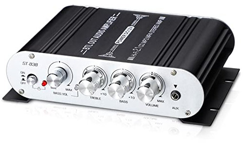 Mochatopia Mini Amplifier 2.1 Channel Bass Subwoofer for Passive Speaker, Home Audio Music Stereo Hi-Fi Power Amplifiers Powerful Amp for PC TV Phone Car Vehicle [NO adapter]