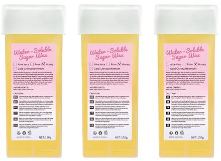 Beauty7 Roll On Cire Cartouche 150g x 3 Rouleaux de Cire au Miel Naturel Cartouches de Cire au Miel pour l'épilation Convient à tous les types de peau et Sensible Femmes Hommes