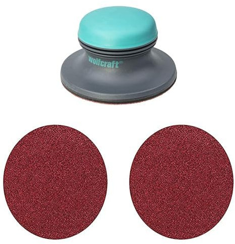 Bundle of wolfcraft Surface Sander with Easy-Fix Fibre, Ø 125 mm I 5894000 + wolfcraft Easy-Fix Sanding Disc Set for Wood/Metal, Grain 40-60 - 80-120, 10 Pcs.