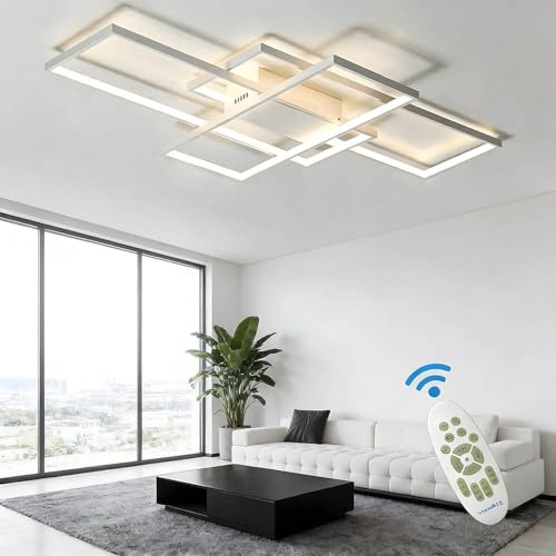 ACJK Plafoniera LED Soffitto 60W Lampadari Cucina, 6000LM Lampadario Sospensione Moderno per camera da letto, cucina, soggiorno, 80cm, Bianco