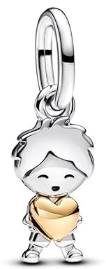 NUNUYAYA Perles Charms Argent Sterling 925 Breloque Pendentif,Clear Sparkling Golg Boys Love Bead Compatible pour Femmes Filles Européen Bracelets Colliers
