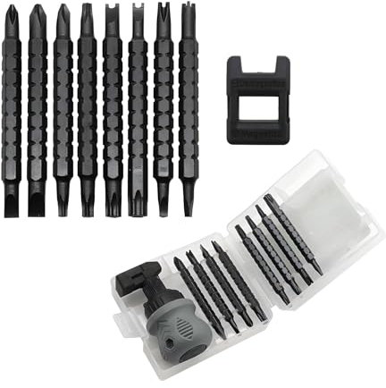 KATLKIU Juego de destornilladores de precisión 18 en 1, kit de destornilladores magnéticos de acero CRV profesional para reparación electrónica de teléfonos, gafas, relojes