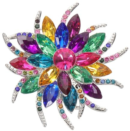 PATIKIL Spilla Fiore Strass, Spilla Fiore Cristallo Moda per Donne Abiti Completi Abito Bouquet Cappotto Cappello Borsa Artigianato Festa, Multicolore