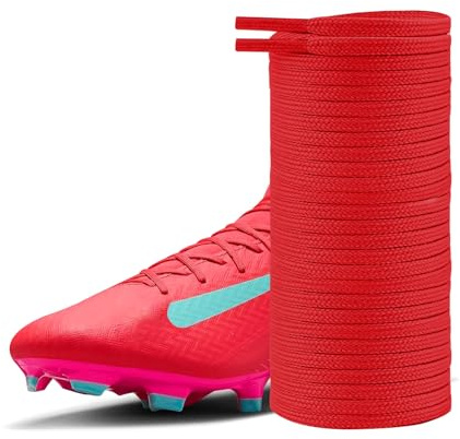 UamGlsob Lacci per scarpe da calcio Nike Mercurial, 4 mm, piatti e sottili, corde di ricambio per scarpe da calcio sneaker (Red, 47/120cm)