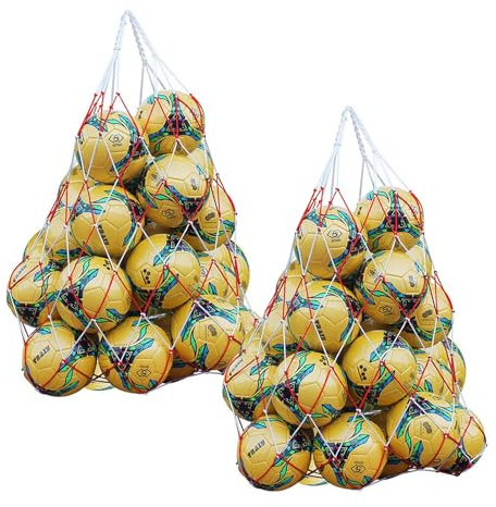 2 pezzi rete da basket per 7 – 18 palline, borsa da calcio, borsa a rete portatile, in nylon, borsa a rete multiuso per pallacanestro, pallavolo, rete