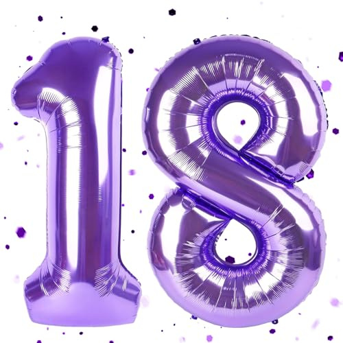 Palloncino viola da 18 pollici, palloncino numerico viola, palloncino gonfiabile in elio da 40 pollici, palloncino numerico 18, palloncino elio 18, palloncino per il 18° compleanno, decorazione per il