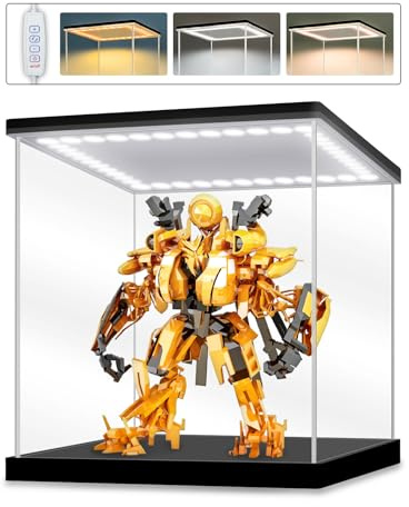 Vitrina acrílica / Vitrina / exhibición para Figuras, Modelos de Coches, con iluminación LED, Montaje en casa (35 x 35 x 35 cm)