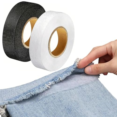JOOTUEPO 2 pezzi Nastro Termoadesivo per Orlo, Nastro Termoadesivo, Nastro per Tessuti Fusibili Extra Forte, Lavabile e Stiratura Incollaggio, per Giuntare Pantaloni, Abbigliamento, Tende, Vestiti