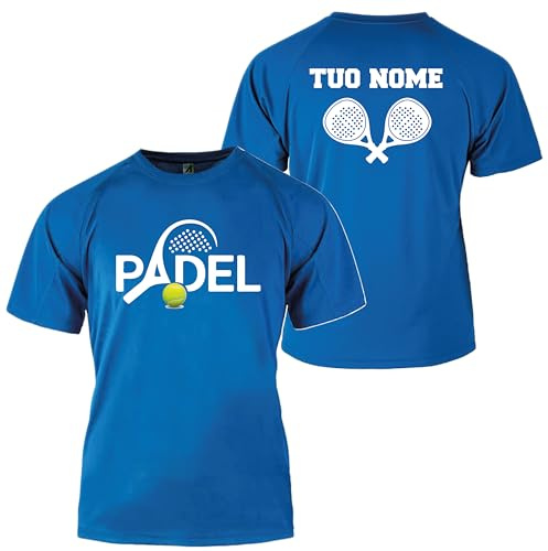 D&Vlab T-Shirt Maglie Magliette Adulti Uomo Donna Tecnica con Stampa Personalizzata Maglietta per Sport Padel in 100% Poliestere Traspirante Asciugatura Veloce (Blu)