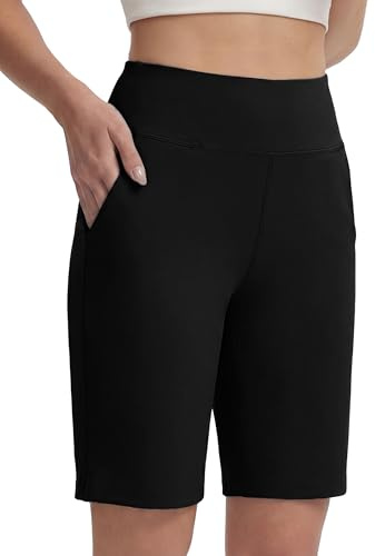 Aseniza Pantaloncini Sportivi Donna Culotte Cotone Femminili Morbidi Pantaloncino Casual con Coulisse e Tasca Posteriore Abbigliamento Sportivo Estivo per Camminata e Pilates Nero L