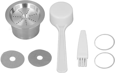 Refillable Coffee Capsules Stainless Steel, Reusable Coffee Pods for and Series, Double Filtration System with Silicone Rings and Mesh Filters, Durable and Eco - F