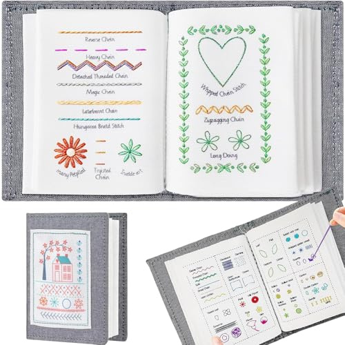 Srvauyea Libro de Bordado para Hacer Por Ti Mismo,Principiantes,Embroidery Stitch Book,Libro de Puntadas de Bordado,Libros de Costura Creativa,para Adultos Principiantes.