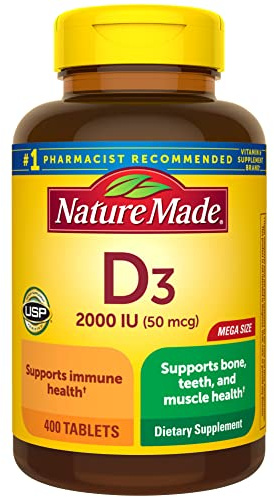Nature Made Vitamin D3 2000 IU (50 mcg), 400 Vitamin D Tablets