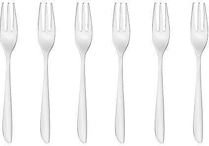 Sambonet 52163A55 Leaf - Set di Forchette da dessert monoblocco in acciaio inox 18/10, 6 pezzi