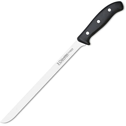 3 CLAVELES CUCHILLO JAMONERO DOMVS 25 cm-10 E 3C 00959, Acciaio Inossidabile, Negro