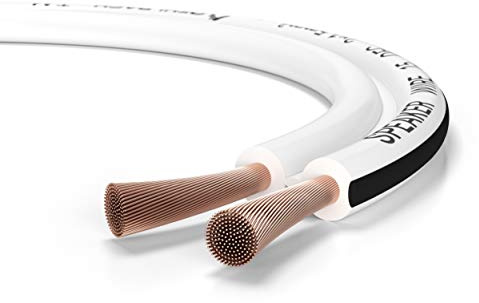 Oehlbach Speaker Wire SP-15 - Stereo HI-FI Lautsprecherkabel, Boxenkabel mit OFC (sauerstofffreies Kupfer) 2x1,5 mm² Mini Spule Lautsprecher Kabel - 10m weiß