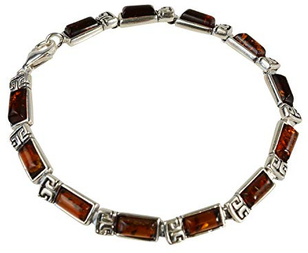 HolidayGiftShops Sterling Silver and Baltic Honey Amber Bracelet Petra, Genuine Baltic Amber Bracelet for Women, Amber Jewelry for Women, Amber Bracelets for Adults, Sterling Silver Collection