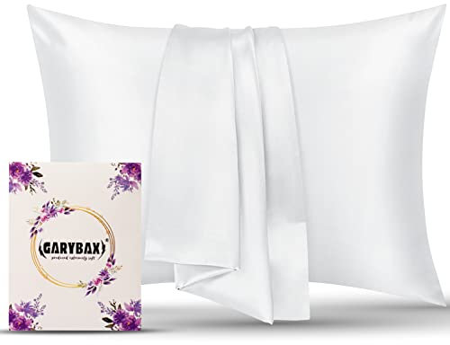 GARYBAX 19 Momme 100%,Mulberry Silk Pillowcase-Hypoallergenic Luxurious Pillow Cases for Hair & Skin Care, UK Standard Size 50cm x 75cm-Anti-Wrinkle, Breathable, satin pillowcase with Hidden Zipper