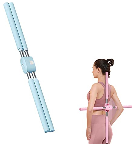 YGMXZL Bastone da Yoga,Barra da Pilates Portatile per Stretching e correzione della Postura,Lunghezza Regolabile per Esercizi di Fitness Adulti e Bambini (Blu)