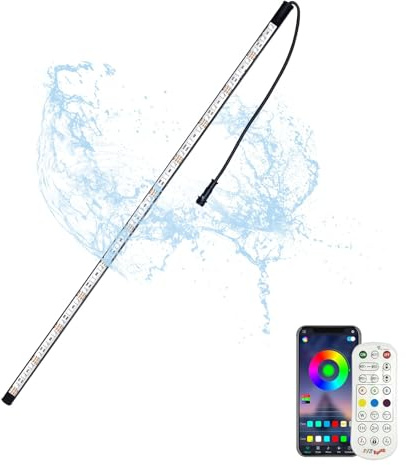 Longrun Bande lumineuse LED, Changer de couleur Affichage étanche à l'étang pour le déversement de cascade, Contrôle des applications Éclairage pour la fontaine d'eau de jardin à la maison-58,5 cm
