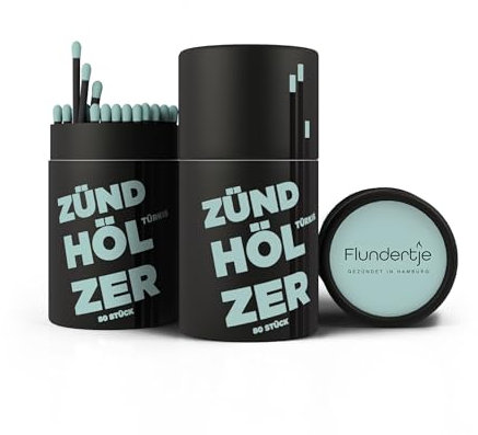 Flundertje Allumettes de Hambourg – Longues, 10 cm, colorées – Grandes allumettes pour allumer des bougies ou comme allume-feu de cheminée – Belle boîte d'allumettes comme décoration ou cadeau