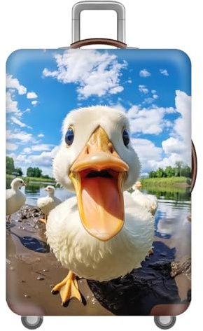 FANSU Elastisch Kofferhülle Kofferschutzhülle, 3D Ente Druck Kofferüberzug Schutzhülle mit Reißverschluss, Elasthan, Waschbar Tierdruck Luggage Cover- 18 bis 32 Zoll