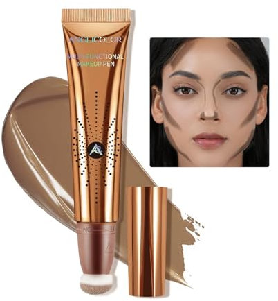 Anglicolor Contouring Viso Con Applicatore a Cuscino, Contouring Viso Stick Facile da Applicare, Aspetto Naturale, Si Mescola Bene, Leggero, Lunga Durata,Vegano & Senza Crudeltà (04#FAIR/LIGHT, 12ml)