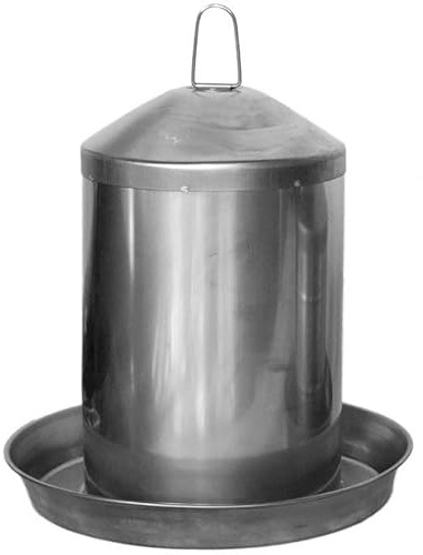 Suinga Bebedero para Gallinas Pollos 13L, Acero Inoxidable, sin BPA, sin Bordes peligrosos, Colgante, 36x35 cm, Gris