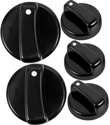ANDRESLAD 5Pcs Gas Stove Knobs Replacement Stove Control Knob Set for Kitchen Gas Cooker Knobs for Range Hob and Cooker Accessories Easy Grip Replacement Part for Damaged Knobs Black