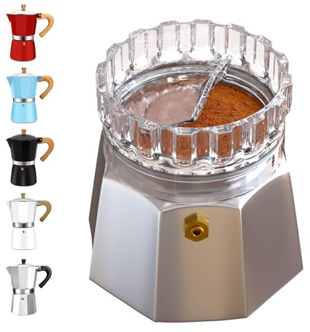DITOSH Moka Pot Dosing Funnel Transparent Mocha Dispenser Precise Volume Control Perfect Extraction Ratio for 3 Cup Aluminum Espresso Stovetop Coffeemaker-M65mm