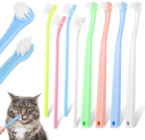 Oruola 8 Stück Katzen Zahnbürste,Rund Haustierzahnbürste,Katzenzahnbürste für Katzen,Weiche Zahnpflege für Kleine Hunde Katze,Tragbar Mini-Zahnbürsten,Hund Mundhöhle Tiefenreinigungsset