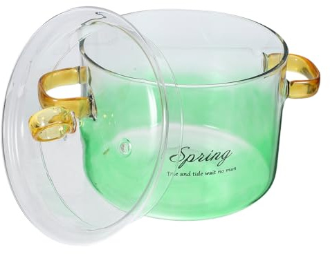 Ciieeo Casserole Verre Transparent à Double Pot de Cuisson Chaleur Verre Borosilicaté de Couvercle pour Pâtes Soupe Compatible Électriques Micro Ondes