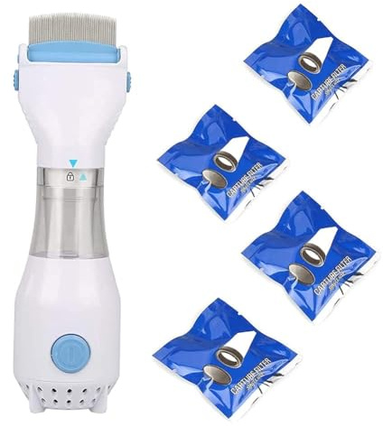 Pettine elettrico anti-pidocchi con filtro di pulizia professionale, eliminatore automatico dei pidocchi e delle loro uova, filtro sostituibile incluso