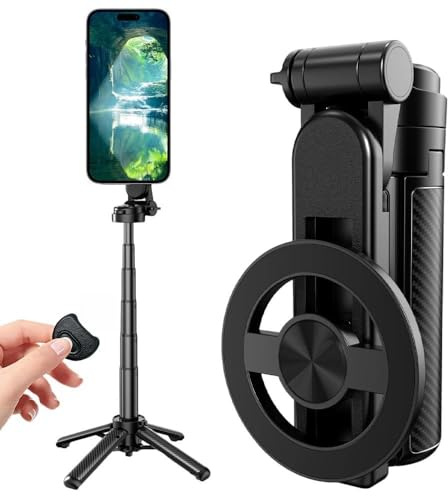LYPPUL 4-i-1 multifunktionell selfiepinne, 360° rotation bärbar mini mobiltelefonstativ, utdragbar, mobiltelefonhållare för iPhone Android