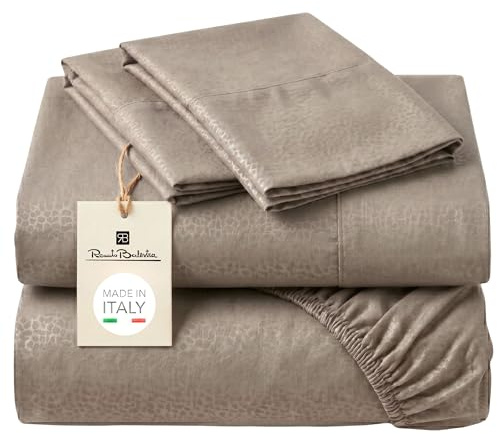 o-day Renato Balestra Set Lenzuola Matrimoniale Microfibra Made in Italy No Stiro Completo Letto Matrimoniale 4 pezzi Lenzuolo Sotto Lenzuolo Sopra 2 federe (Fango, Matrimoniale)