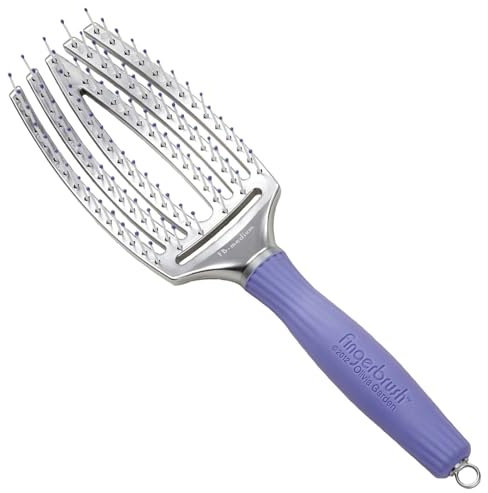 Olivia Garden Fingerbrush Care Iconic - Taille Medium - Noir - Brosse à Cheveux en Poils de Nylon pour un Démêlage Doux & des Cheveux Sains