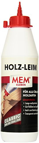 MEM Holz-Leim Classic, Holzleim für alle üblichen Holzarten, Holzwerkstoffen und Schichtstoffplatten, Gebrauchsfertig, Lösemittelfrei, 550 g, Weiß (Transparent austrocknend)