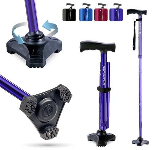 HurryCane Freedom Edition Folding Walking Cane, Pathfinder Purple