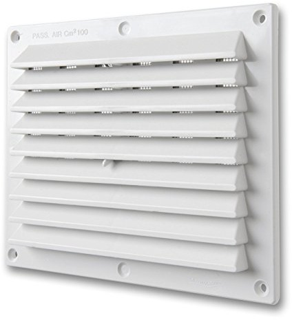 La Ventilazione BDR1714B - Rejilla de ventilación de plástico rectangular, color blanco, 175 x 146 mm